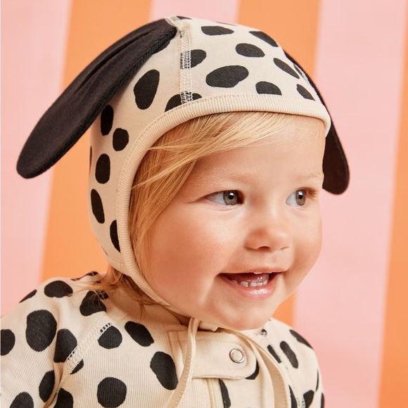 Hanna Andersson Dalmatian Costume Pajamas with Hat Black and Tan Footie 12-18 - Picture 3 of 3